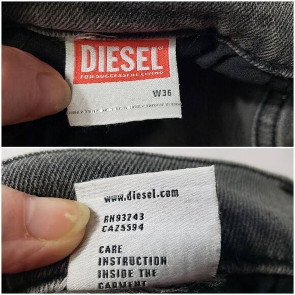 Diesel Button Fly Men's Distressed / Faded Black / Grey Jeans Sz. 36 Waist - Picture 4 of 7